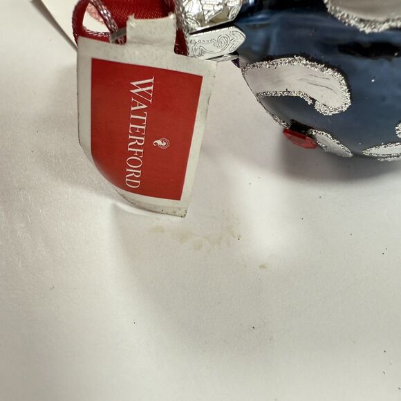 Waterford Sapphire Scroll Egg Jeweled Blown Glass Ornament Rare 1997 Handmade - Picture 9 of 13